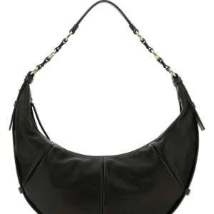 Black leather Saharienne shopping bag