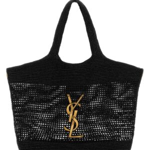 Black raffia Icare shopping bag