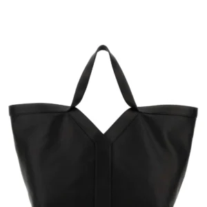 Black leather Y shopping bag