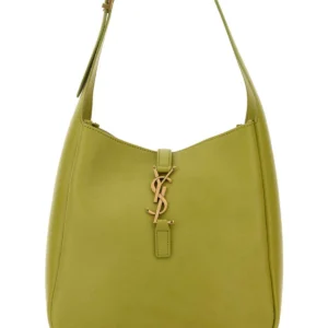 Pistachio green leather Le 5 Ã¡ 7 shoulder bag