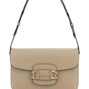 Beige leather medium Gucci Horsebit 1955 shoulder bag