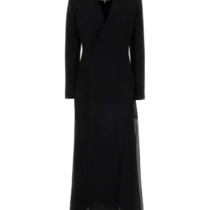 Black crepe and twill blazer dress