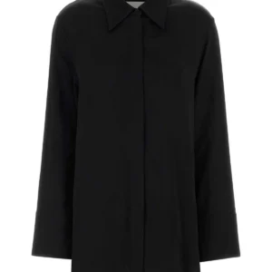 Black satin oversize shirt