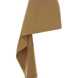 Beige cotton blend mini skirt