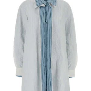 White cotton blend shirt dress