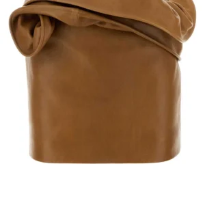 Camel leather mini skirt
