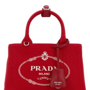 Red canvas mini Prada JardiniÃ¨re handbag