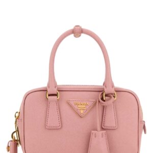 Pink leather handbag