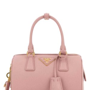 Pink leather handbag