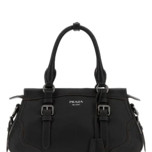 Black leather large handbag