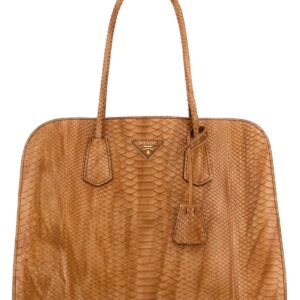 Orange leather shopping bag