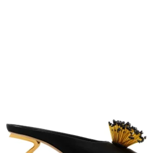 Black satin Safi mules