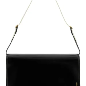 Black leather medium File shoulder bag