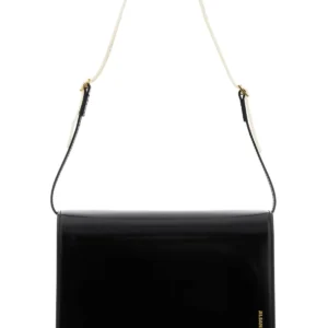 Black leather small File shoulder bag