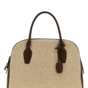 Two-tone canvas and leather India 12.00 handbag