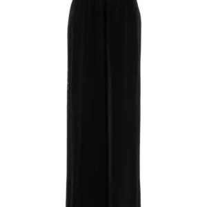 Black viscose blend wide-leg pant