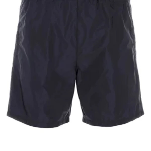 Navy blue nylon swimming shorts
