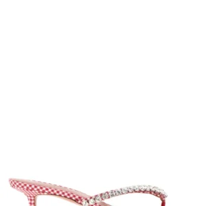 Embroidered fabric thong mules