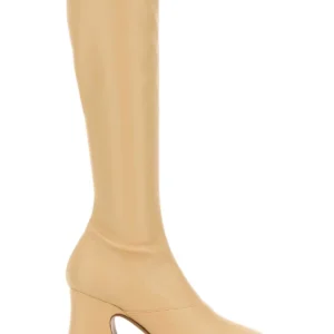 Cream synthetic leather Janis boots