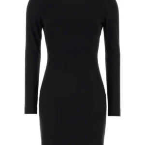 Black stretch viscose blend mini dress