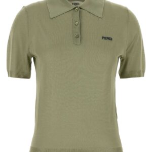 Sage green stretch viscose blend polo shirt