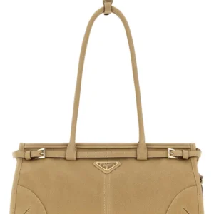 Beige nabuk Prada Bonnie shoulder bag