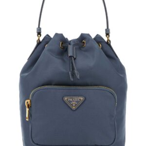 Cerulean blue Re-Nylon Duet bucket bag
