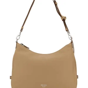 Beige leather large Prada Fold shopping bag