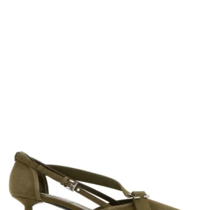 Army green canvas pumps