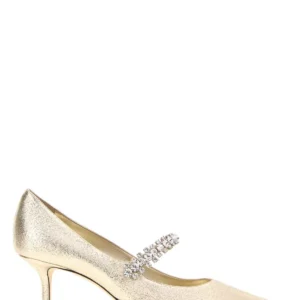Gold fabric Bing pumps