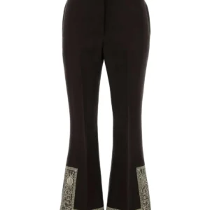 Chocolate wool blend flared pant