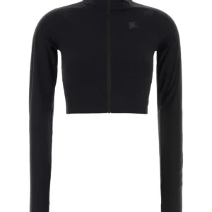 Black stretch nylon sweatshirt