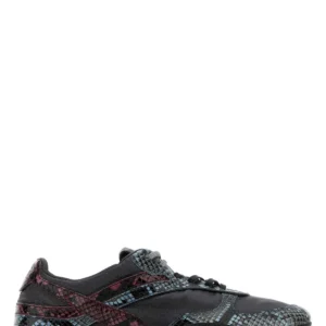Multicolor fabric and leather sneakers