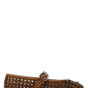 Brown leather ballerinas