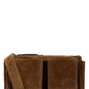 Brown suede Utilitaire crossbody bag