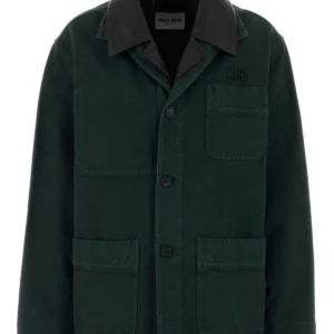 Bottle green denim jacket
