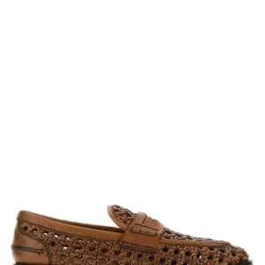 Brown leather loafers