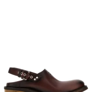 Chocolate leather Foule slippers