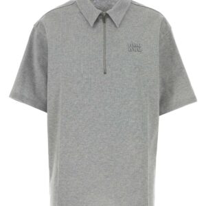 Grey cotton blend oversize polo shirt