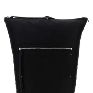Black nylon backpack