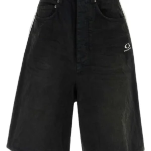 Black denim bermuda shorts