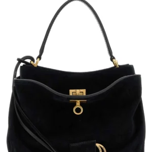 Black suede mini Rodeo handbag
