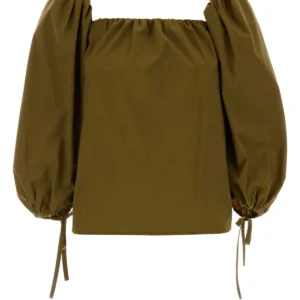 Olive green jersey blouse
