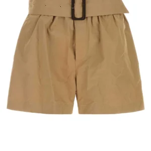 Camel poplin shorts