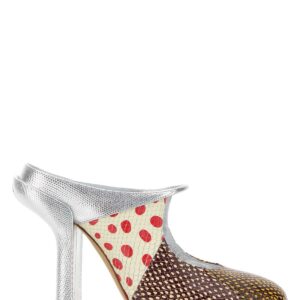 Printed leather mules