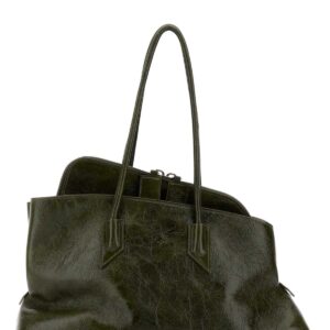 Olive green leather medium La Passeggiata shoulder bag