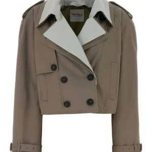 Dove grey gabardine trench coat