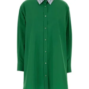 Grass green poplin shirt dress