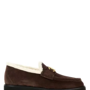 Brown suede VLogo Signature loafers