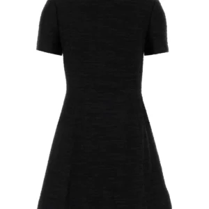 Black boucle mini dress